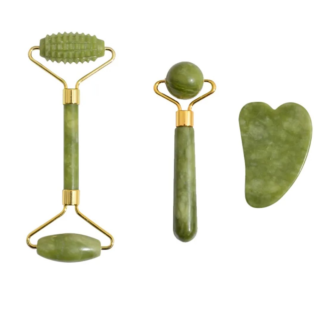 3-in-1 Jade Roller & Gua Sha Set – Gift Box Included