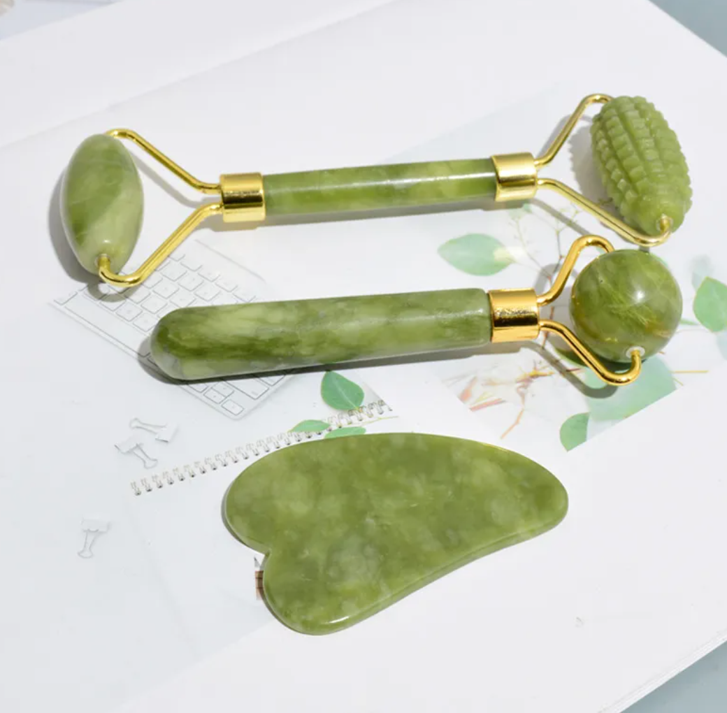 3-in-1 Jade Roller & Gua Sha Set – Gift Box Included