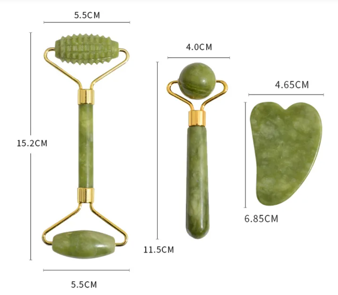 3-in-1 Jade Roller & Gua Sha Set – Gift Box Included