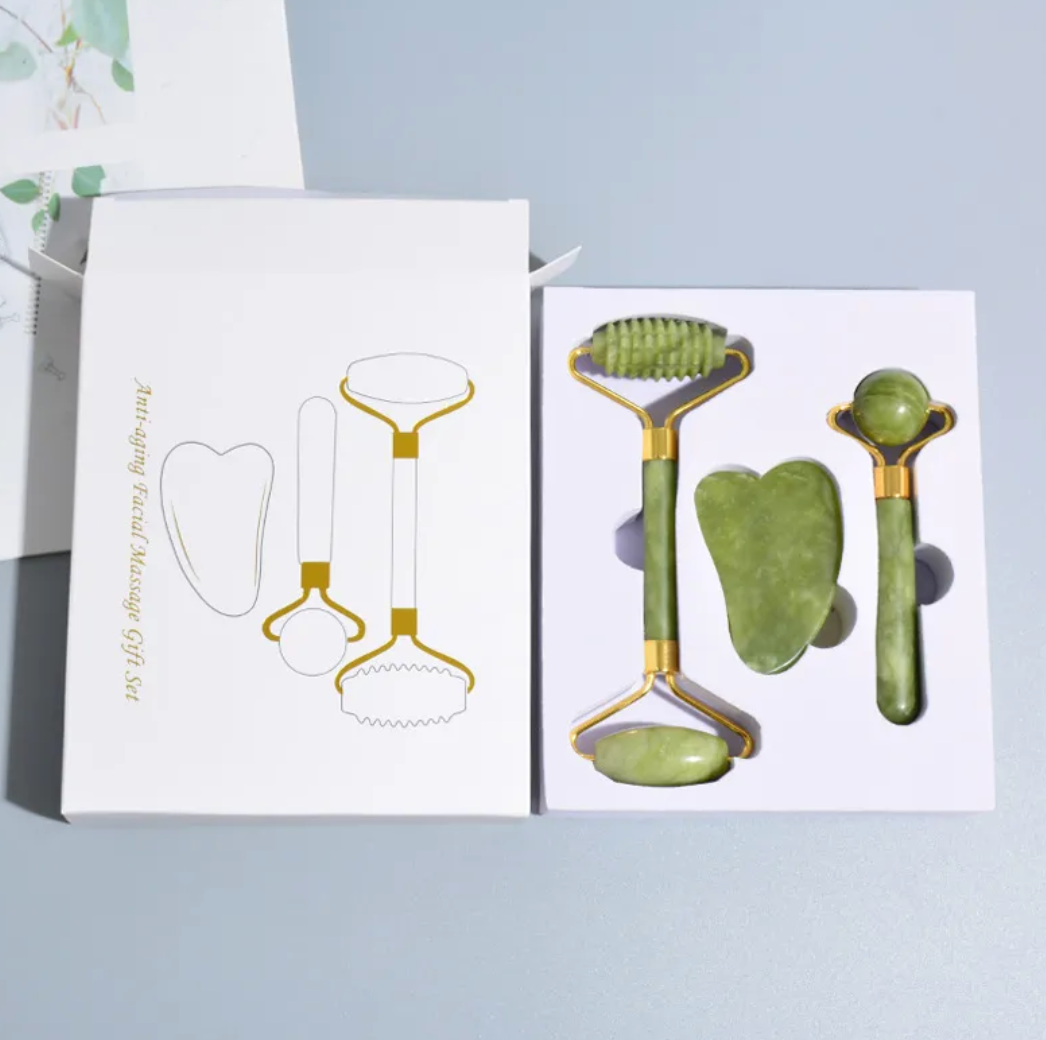 3-in-1 Jade Roller & Gua Sha Set – Gift Box Included