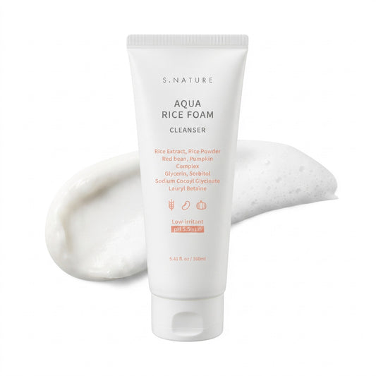 S.NATURE Aqua Rice Foam Cleanser 160ml | Korean Gentle Daily Cleanser